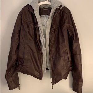 Faux leather jacket with soft inlining